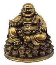 Wooden Laughing Buddha Statue