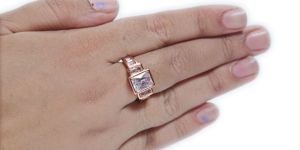 Rectangular Rose Gold AD Ring