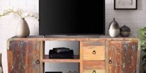 Reclaimed Wood TV Unit with Two Drawer