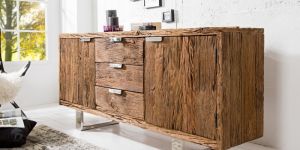 Wooden Cabinet with Drawer Made of Rail Log