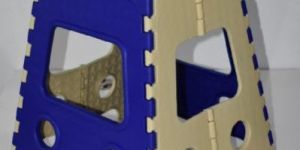 Blue & Beige Plastic Folding Stool