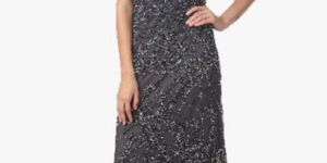 Long Beaded Cocktail Dress