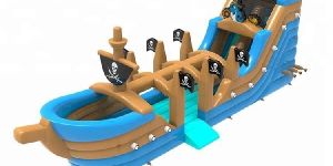 5006294-Kids Pirate Ship Inflatable Wet & Dry Slide
