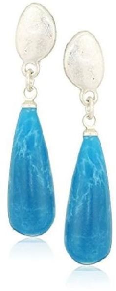 Blue Elongated Stone Earrings