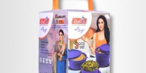 PP Printed Transparent Packaging Box for Pack of 3 Plastic Containers