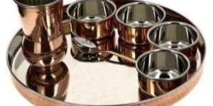 7 Piece Copper Steel Thali Set