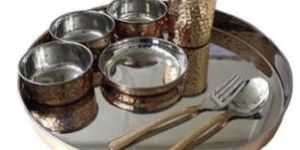 8 Piece Copper Steel Thali Set