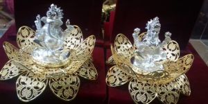 Silver Plated Laxmi Ganesh Statue