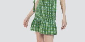 Green Shoulder Tie up Dress