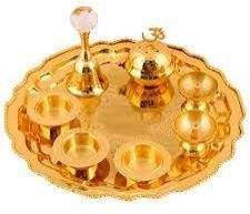 Silver Gold Plated Pooja Thali