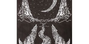 Crying Wolf of the Moon Cotton Wall Hanging Tapestry