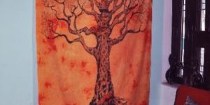 Orange Tie Dye Cotton Wall Hanging Tapestry