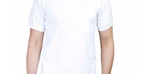 Mens Cotton White Collar T-Shirt