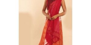 Orange Cotton Hand Block Printed Saree