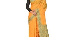 Yellow Printed Cotton Saree
