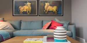 Scared Cows Pair of Hand Painted Pichwai Painting on Cloth