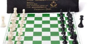 17 Inches Vinyl Chess Board with Plastic Staunton Chess Pieces
