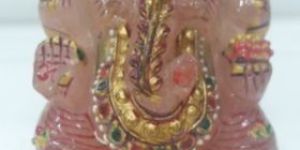 Stone Rose Quartz Ganesh Idol