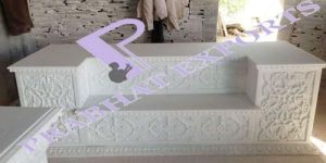Indoor White Marble Singhasan