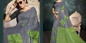 Linen Digital Print Designer Saree
