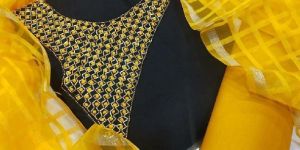 JMV DESIGNER STUDIO PRESENT BY MODAL CHANDERI FANCY CHECKS DRESS MATERIAL