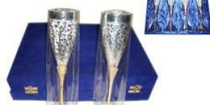 Silver Plated Brass Champagne Glass Set