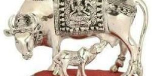White Metal Laxmi Kamadhenu Cow
