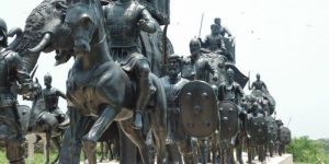 Black Fiber Glass Historical Sculpture