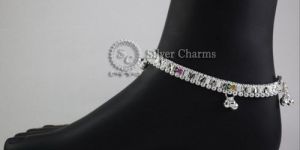 Nagma Three Muthu Silver Anklets