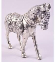 Silver White Metal Horse Statue
