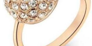 Golden Polished Crystal Ring