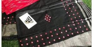 Mirror Work Linen Saree