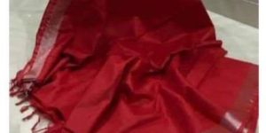Red Tissue Linen Saree