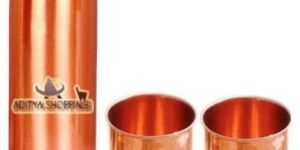 Copper Bottle with 2 Plain Tumbler