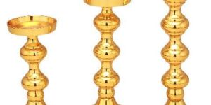 3pc Set Shiny Gold Pillar Candle Stand