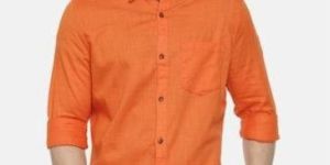 Mens Orange Cotton Shirts