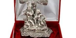 Silver Plated Radha Krishna Idol