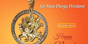 Jai Maa Durga Pendant in Gold with Diamonds