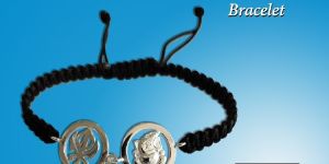 Khanda & Ganesh Bracelet In Silver With Diamonds