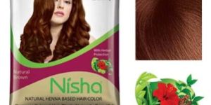 Nisha Natural Brown Hair Color 15g (Pack of 6) with Brush