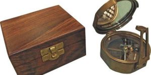 Brass Brunton Compass with Wooden Box