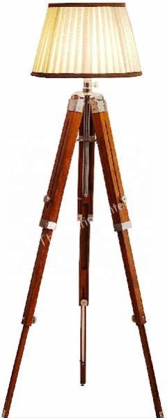 Teak Wood Tripod Floor Lamp