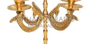 Brass Mughal Candle Stand with 5 Holder