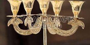 Pure Brass Candle Stand with 5 Stand