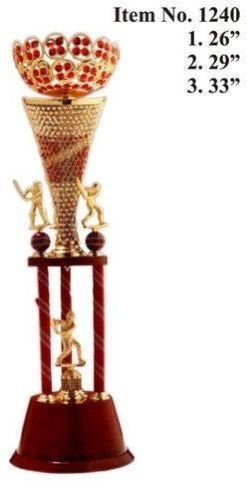 Red Cricket Metal Trophy