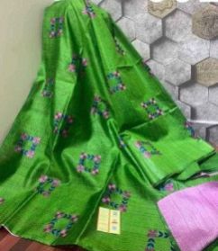 Tassar Ghicha Embroidery Saree