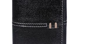 Tri Fold Mini Leather Wallet Black