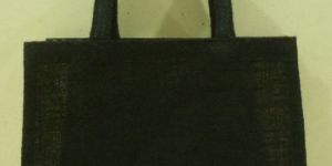 BLACK JUTE SHOPPING BAG