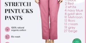 Stretch Pintucks Pants