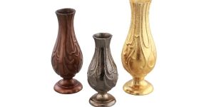 Metal Emboss Flower Vases Set of 3